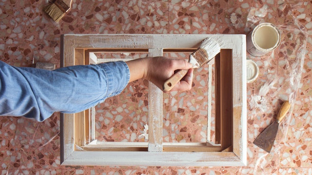 Staining a timber deck